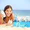 Summer Storage Basket Blue Pool Wooden Box with Three Compartments Toilet Tank Tray for Indoor Outdoor Swimming Pool Decor Sunblock Sunglasses Pool Toy Storage Box